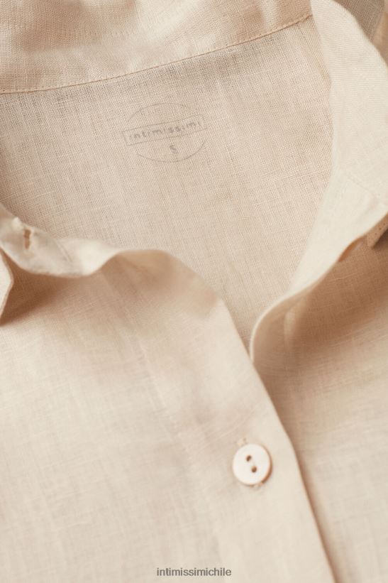 Intimissimi camisa de lino de tejido liso mujer 913i-cuerda beige vestir L4BXFJ1295
