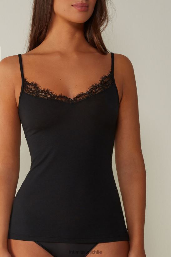 Intimissimi Camisola ultraligera de modal y cashmere con encaje mujer 019-negro vestir L4BXFJ1387