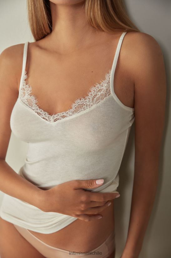 Intimissimi Camisola ultraligera de modal y cashmere con encaje mujer 231i-vainilla natural vestir L4BXFJ1383
