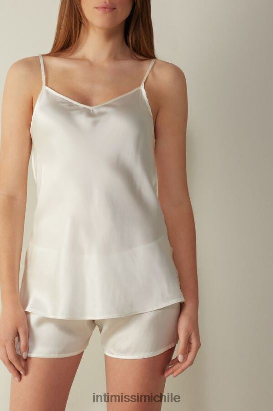 Intimissimi top de satén de seda con escote en pico mujer 2127-blanco polvo vestir L4BXFJ1394