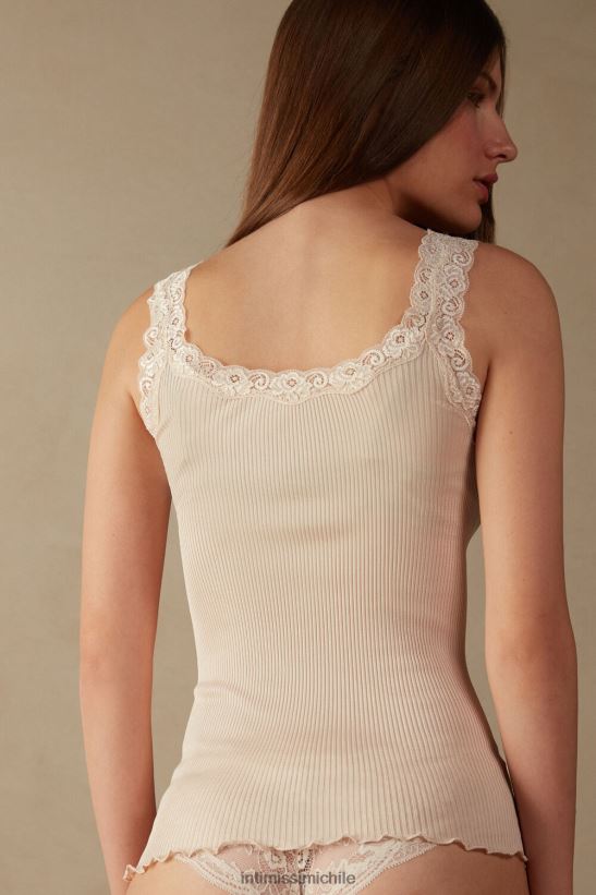 Intimissimi top de seda con escote de encaje mujer 2280-seda rosa vestir L4BXFJ1474