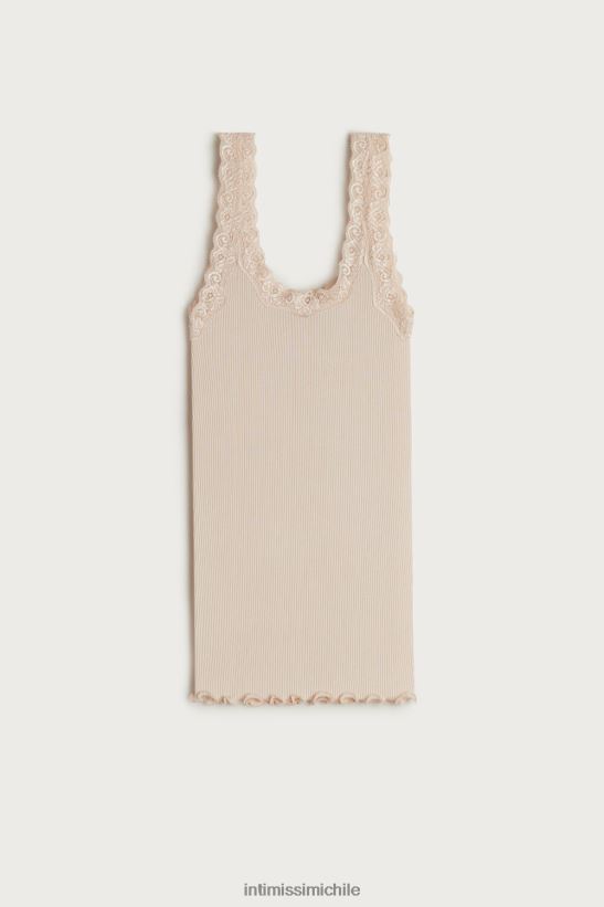 Intimissimi top de seda con escote de encaje mujer 2280-seda rosa vestir L4BXFJ1474