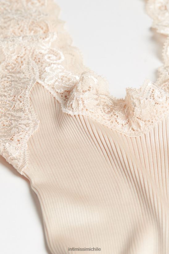 Intimissimi top de seda con escote de encaje mujer 2280-seda rosa vestir L4BXFJ1474