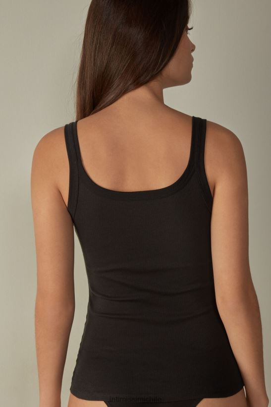 Intimissimi top sin mangas de algodón supima con espalda de nadador mujer 019-negro vestir L4BXFJ1461