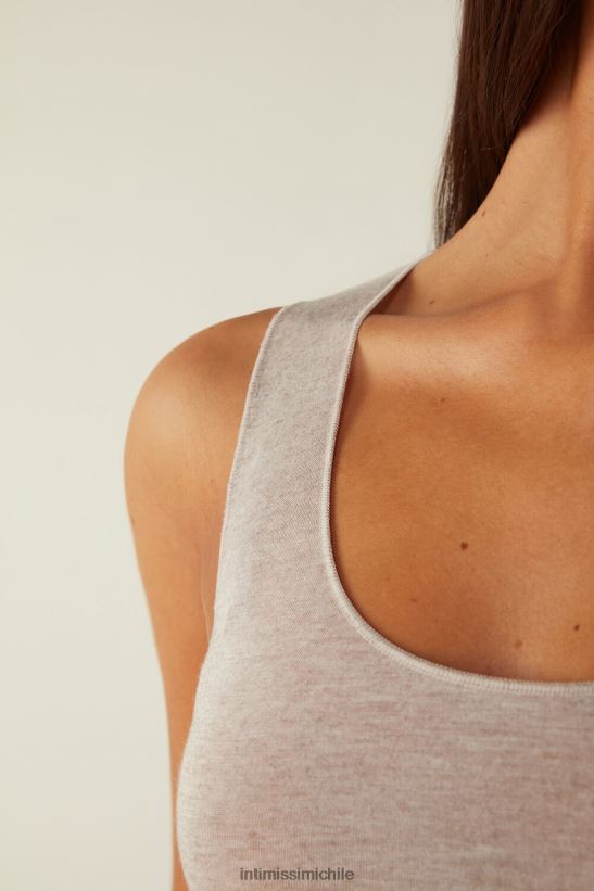 Intimissimi top ultraligero de cachemira y modal con hombros anchos mujer 7525-concha beige melange vestir L4BXFJ1449
