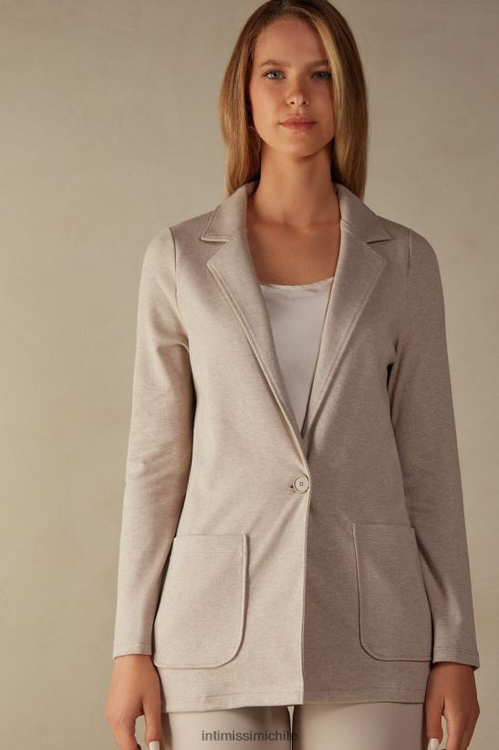 Intimissimi chaqueta de algodón interlock con botones mujer 3041-blanco vestir L4BXFJ1360