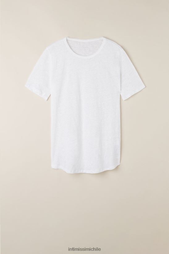 Intimissimi camisa de lino de manga corta mujer 001-blanco vestir L4BXFJ1313