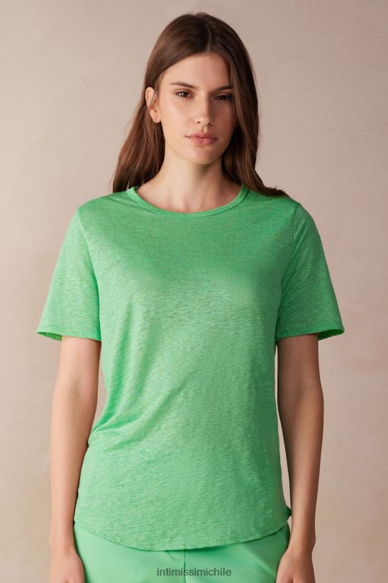 Intimissimi camisa de lino de manga corta mujer 218j-manzana menta vestir L4BXFJ1309