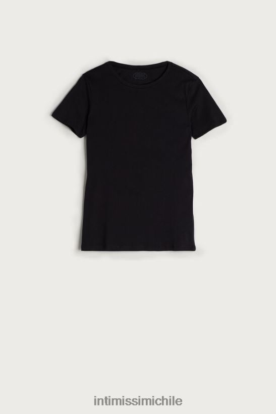 Intimissimi camiseta de manga corta de algodón supima ultrafresco mujer 019-negro vestir L4BXFJ1455