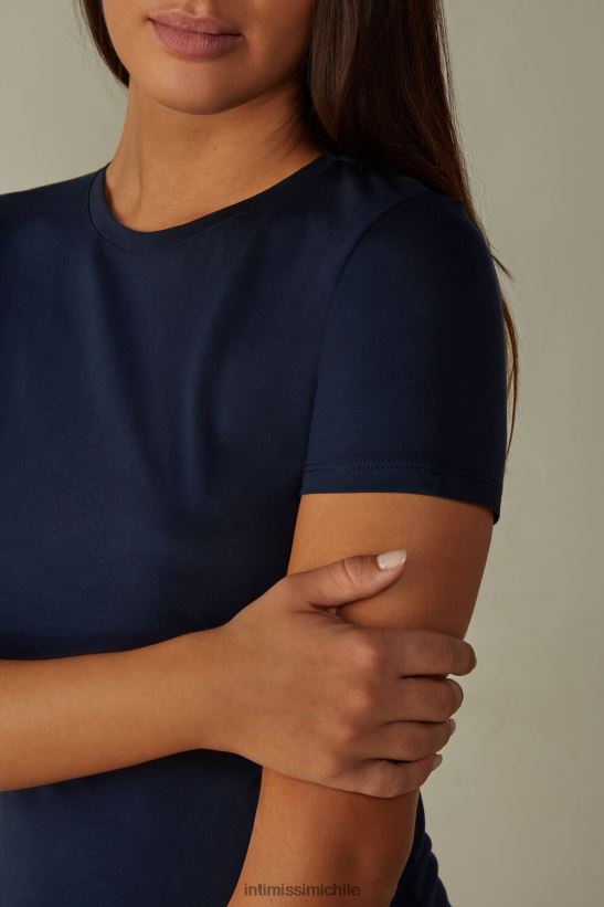 Intimissimi camiseta de manga corta de algodón supima ultrafresco mujer 1467-azul intenso vestir L4BXFJ1434