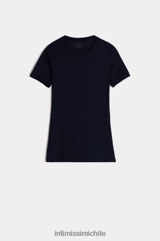 Intimissimi camiseta de manga corta de algodón supima ultrafresco mujer 1467-azul intenso vestir L4BXFJ1434