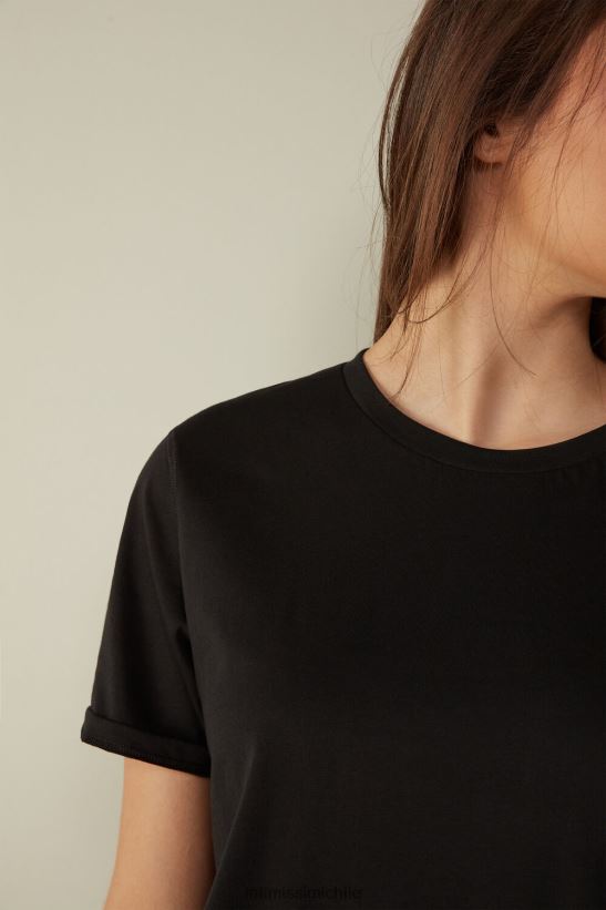 Intimissimi top de algodón supima de manga corta mujer 019-negro vestir L4BXFJ1421