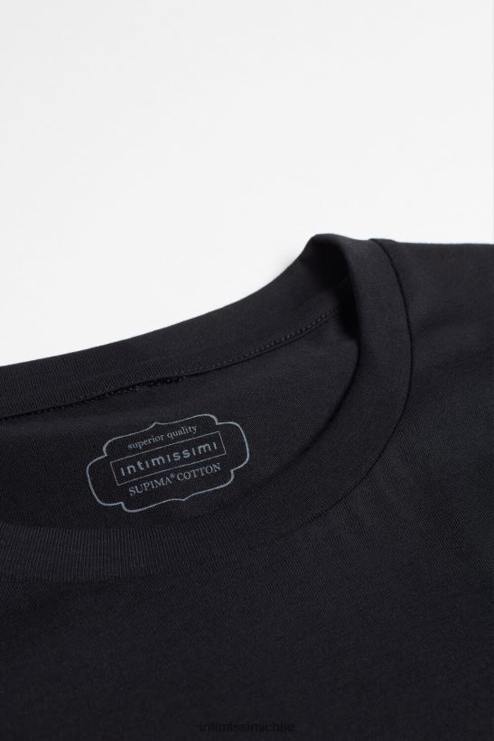 Intimissimi top de algodón supima de manga corta mujer 019-negro vestir L4BXFJ1421
