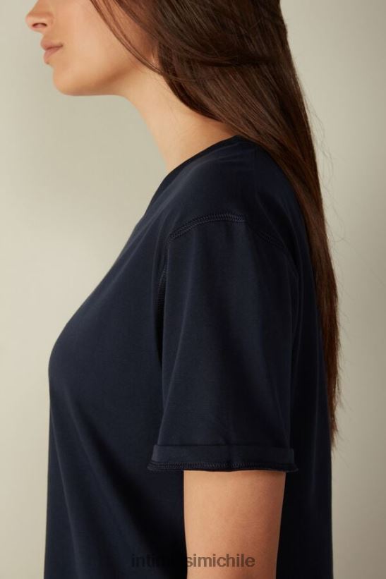 Intimissimi top de algodón supima de manga corta mujer 1467-azul intenso vestir L4BXFJ1418