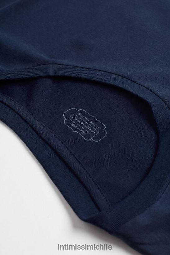 Intimissimi top de algodón supima de manga corta mujer 1467-azul intenso vestir L4BXFJ1418