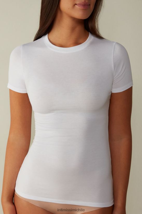 Intimissimi top de algodón supima elástico de manga corta mujer 001-blanco vestir L4BXFJ1420