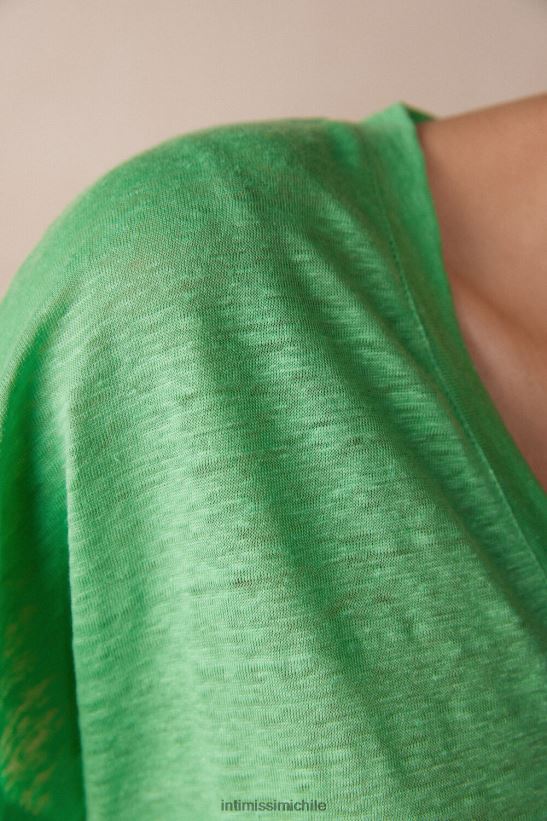 Intimissimi top de lino de manga corta con cuello en v mujer 218j-manzana menta vestir L4BXFJ1310