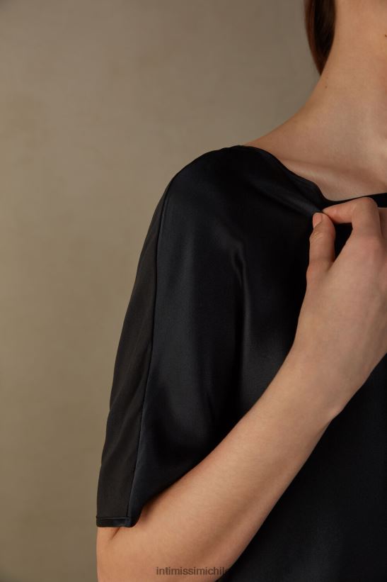 Intimissimi top de seda y modal de manga corta mujer 019-negro vestir L4BXFJ1368