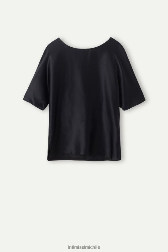 Intimissimi top de seda y modal de manga corta mujer 019-negro vestir L4BXFJ1368