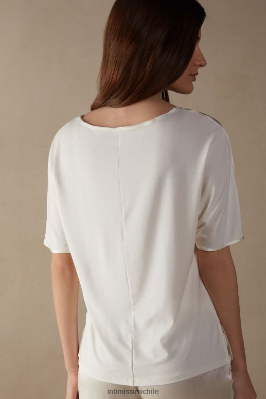 Intimissimi top de seda y modal de manga corta mujer 2127-blanco polvo vestir L4BXFJ1365