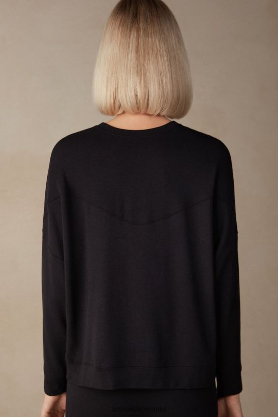 Intimissimi jersey de felpa de modal y cashmere con cuello redondo mujer 019-negro vestir L4BXFJ1342