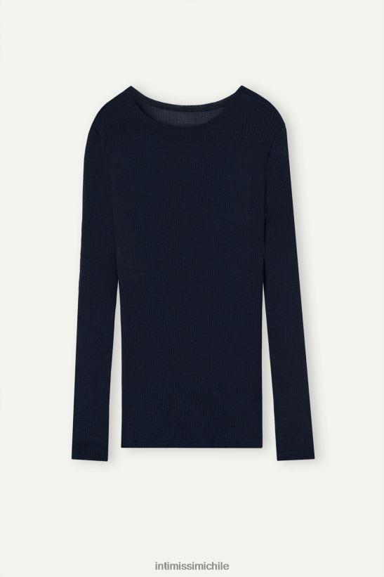 Intimissimi top max de lana y seda con cuello redondo y manga larga mujer 1467-azul intenso vestir L4BXFJ1336