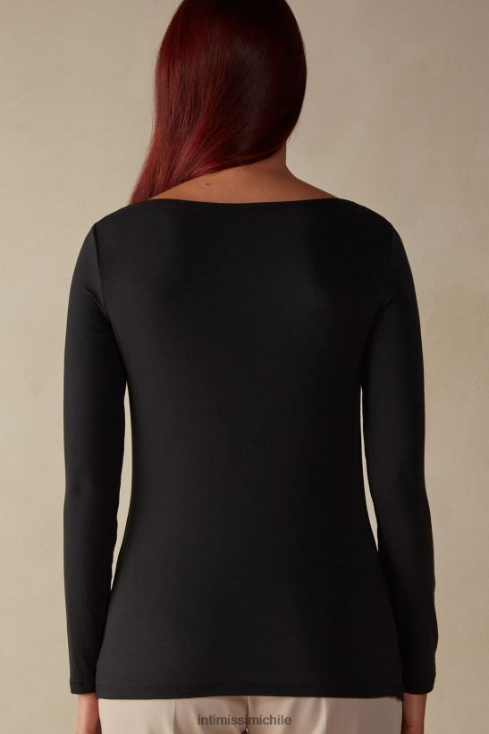 Intimissimi top micromodal de manga larga con cuello barco mujer 019-negro vestir L4BXFJ1359