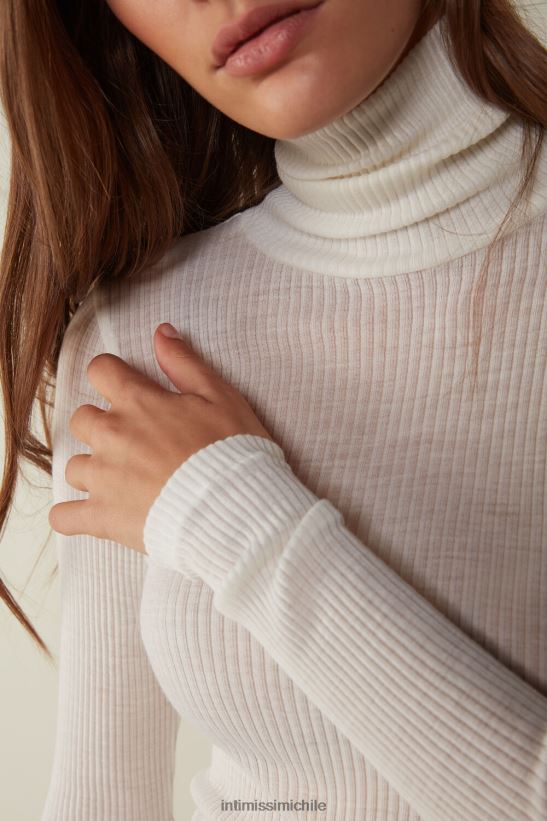 Intimissimi top tubular de manga larga y cuello alto de lana y seda mujer 2127-blanco polvo vestir L4BXFJ1446