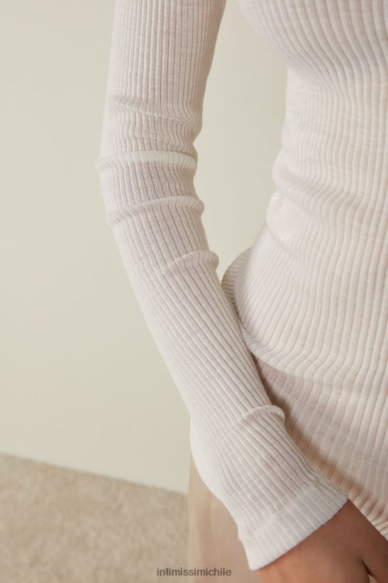 Intimissimi top tubular de manga larga y cuello alto de lana y seda mujer 2127-blanco polvo vestir L4BXFJ1446