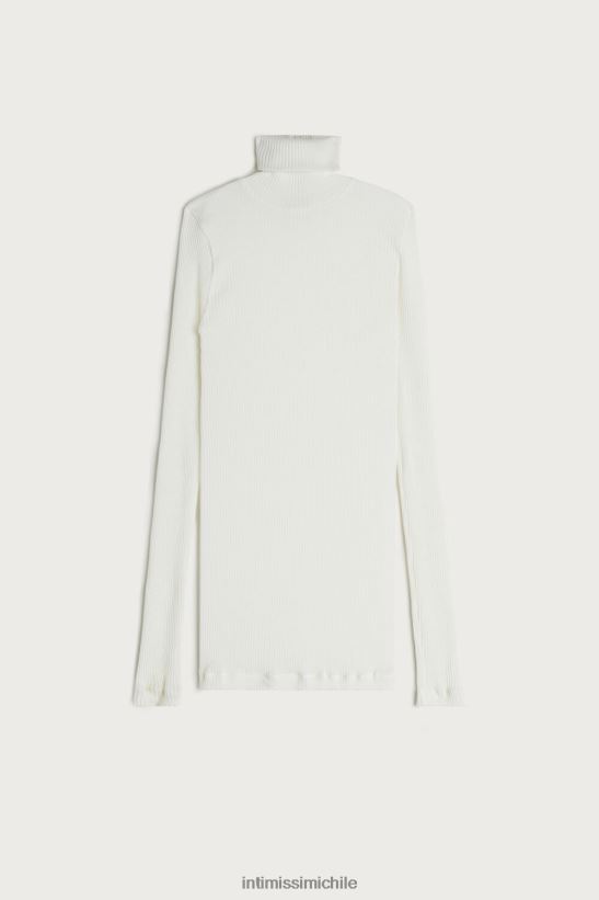 Intimissimi top tubular de manga larga y cuello alto de lana y seda mujer 2127-blanco polvo vestir L4BXFJ1446