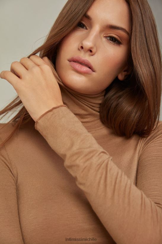 Intimissimi top ultraligero de cachemira y modal con cuello alto mujer 233i-marrón caramelo vestir L4BXFJ1432