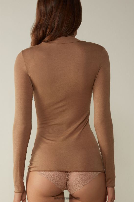 Intimissimi top ultraligero de cachemira y modal con cuello alto mujer 233i-marrón caramelo vestir L4BXFJ1432